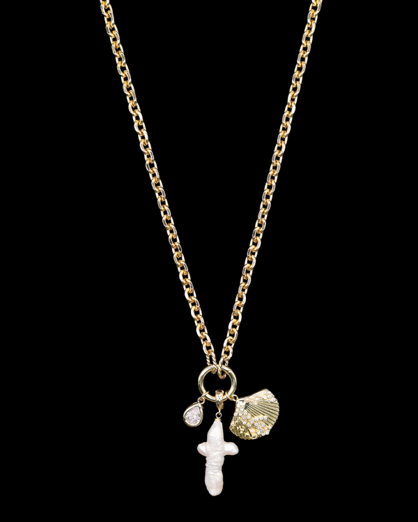 Long Pearl Cross Necklace