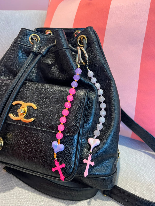 Rosary Bag Charm – Hot Pink & Purple