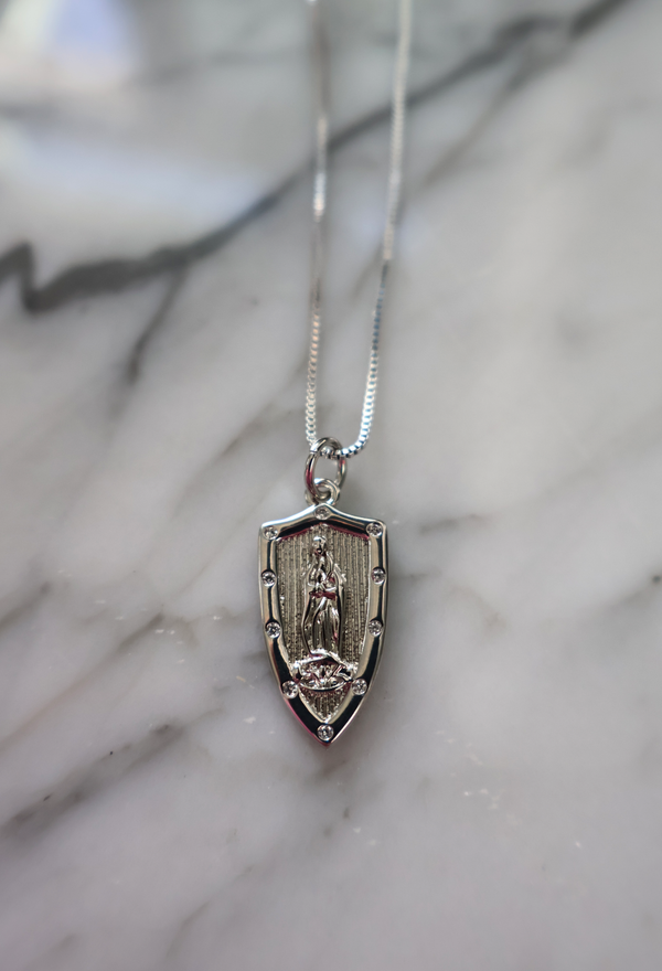 Our Lady shield necklace