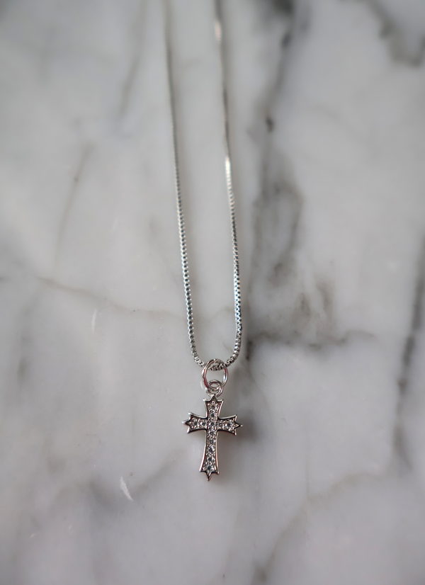 Silver mini gothic cross