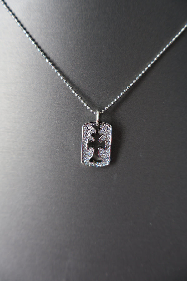 Pavé dog tag necklace