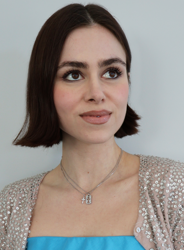 Pavé dog tag necklace