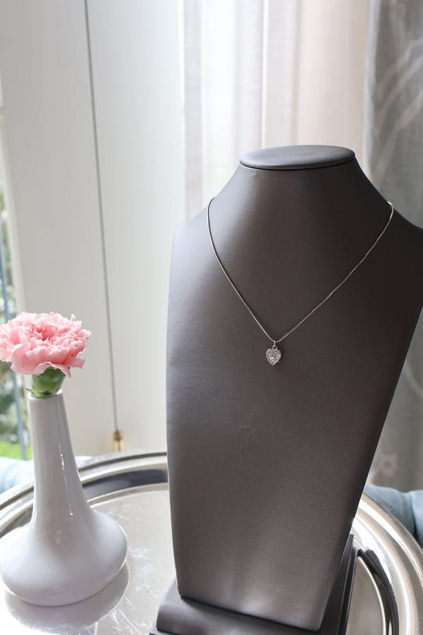 Silver Solitaire Heart Necklace