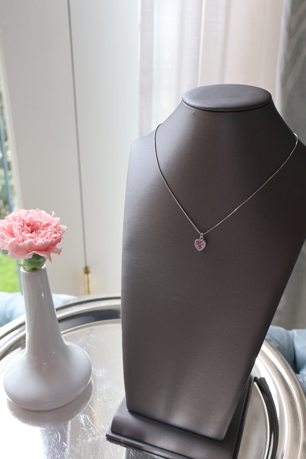 Silver Solitaire Heart Necklace