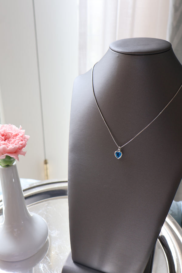 Silver Solitaire Heart Necklace