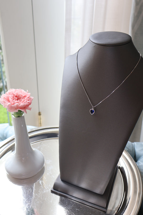 Silver Solitaire Heart Necklace