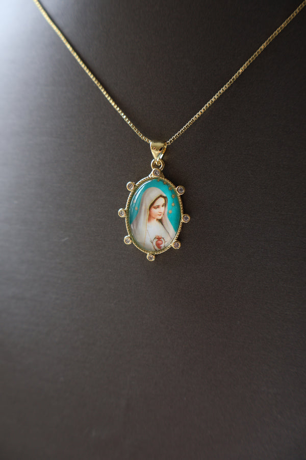 Our Lady of Fatima Picture Necklace