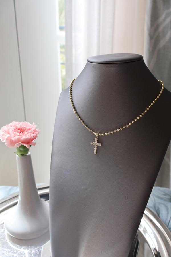 Circle gem cross necklace
