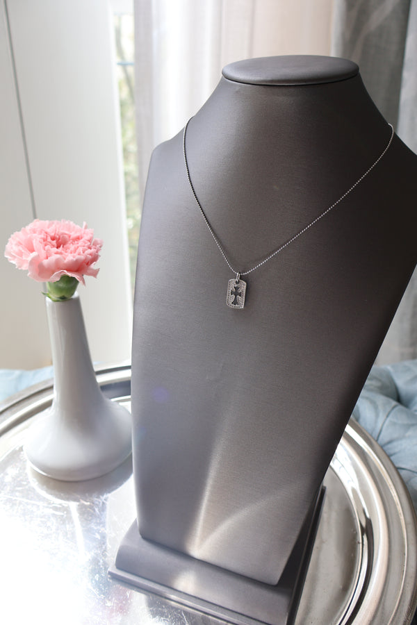 Pavé dog tag necklace