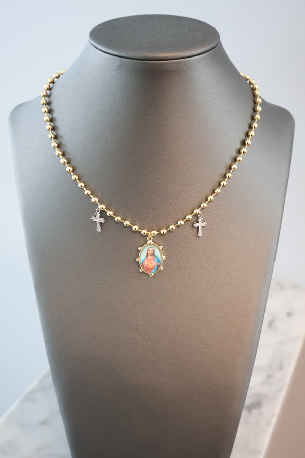 Sacred Heart Cross Necklace