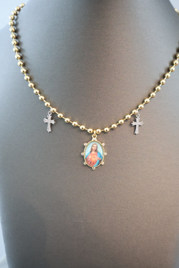 Sacred Heart Cross Necklace