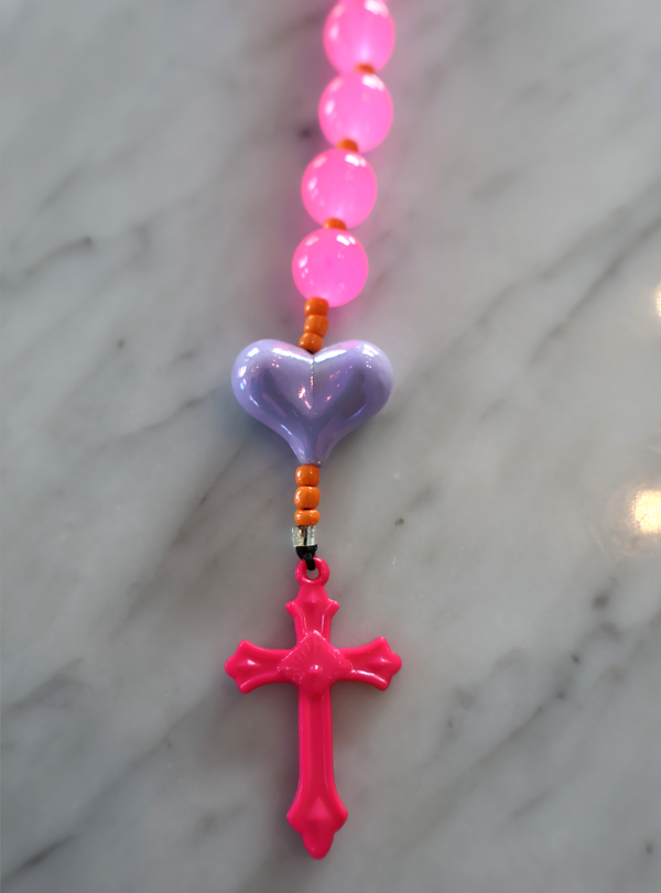 Rosary Bag Charm – Hot Pink & Purple