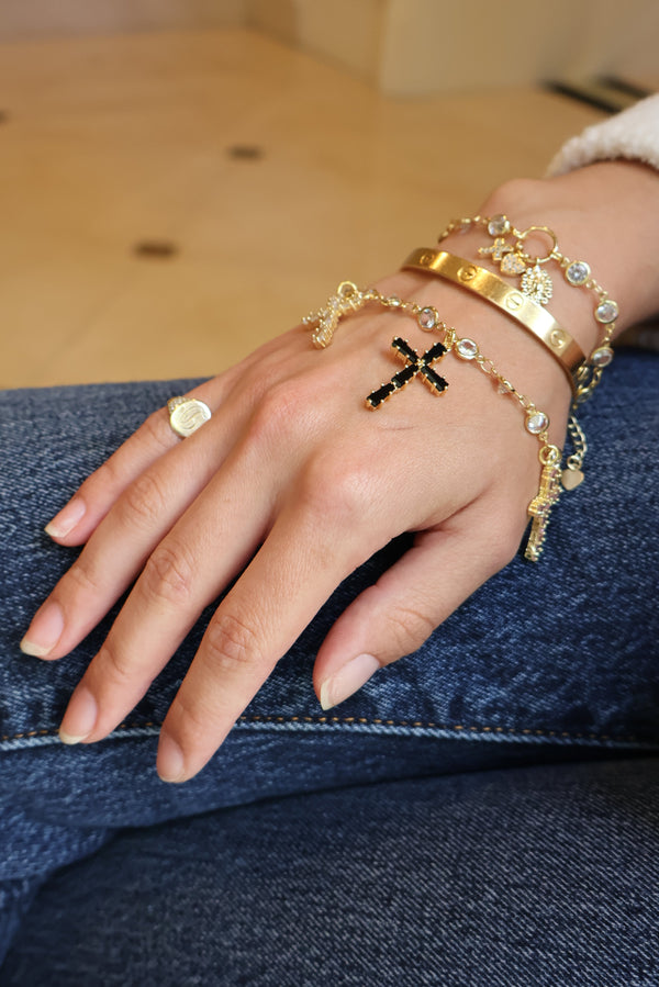 Gem Cross Charm Bracelet