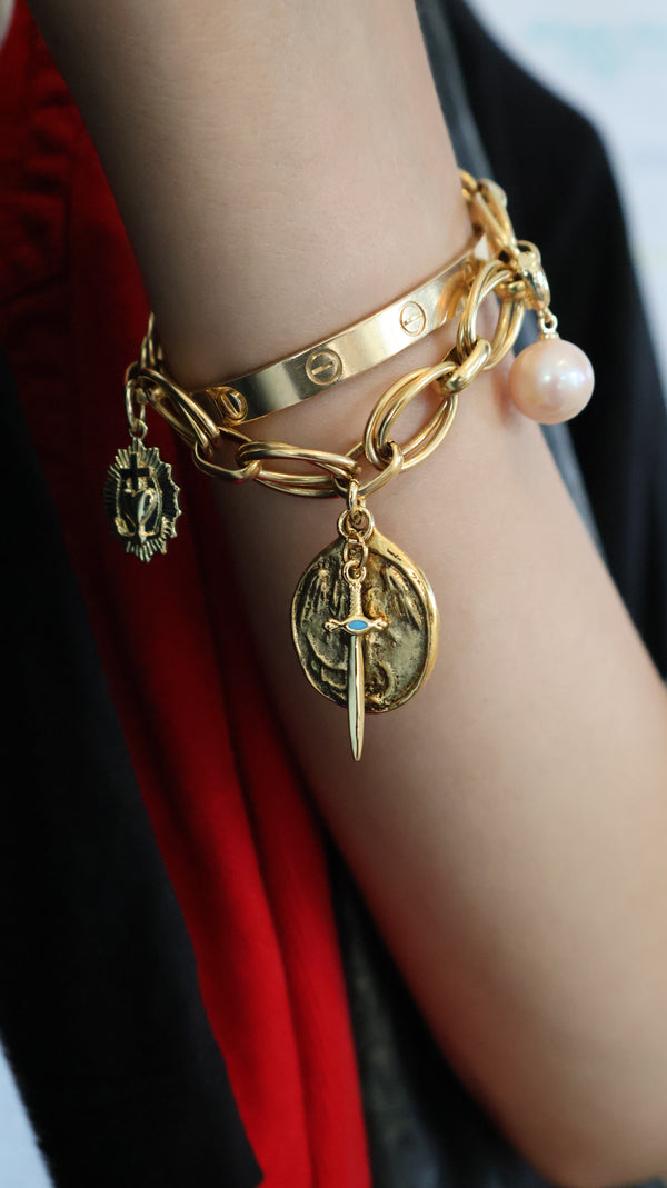 Pink Pearl Charm Bracelet