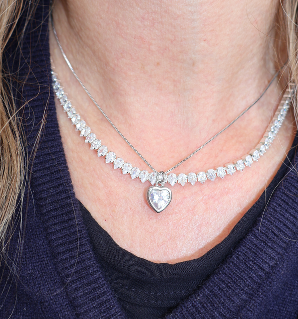 Pear Shaped CZ Tennis Necklace