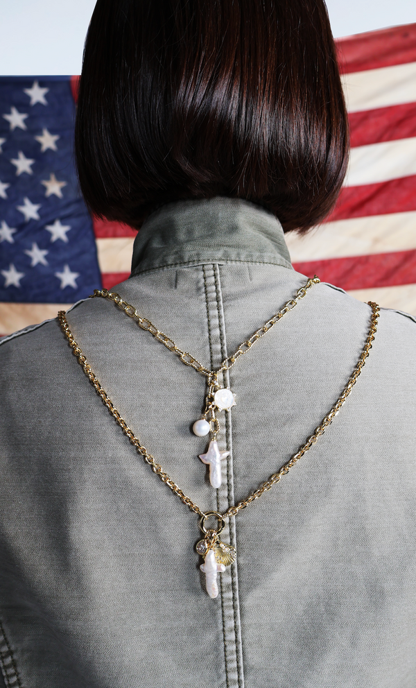 Sacred Heart Pearl Cross Necklace
